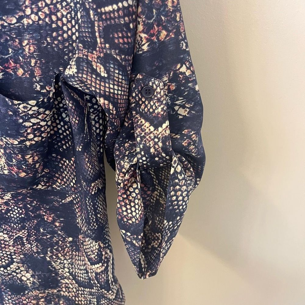 Aqua Women Blouse Snake Print Animal Blue Purple Color Sz XS - Picture 5 of 12